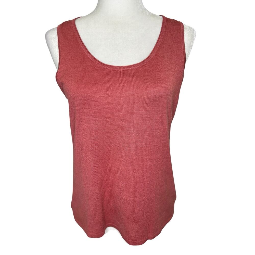 Eileen Fisher 100% Silk Pink Terracotta Stretch Scoop Neck Tank Top Small